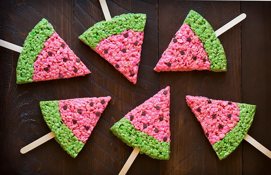 Watermelon Rice Krispie Treats - Cooking Classy