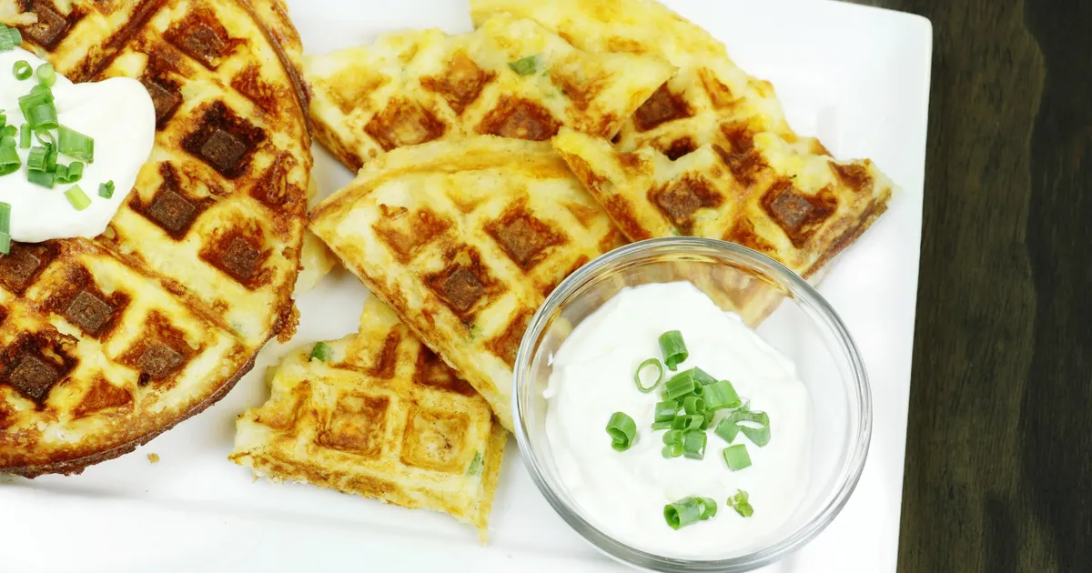 Leftover Cheesy Mashed Potato Waffles - Forkly