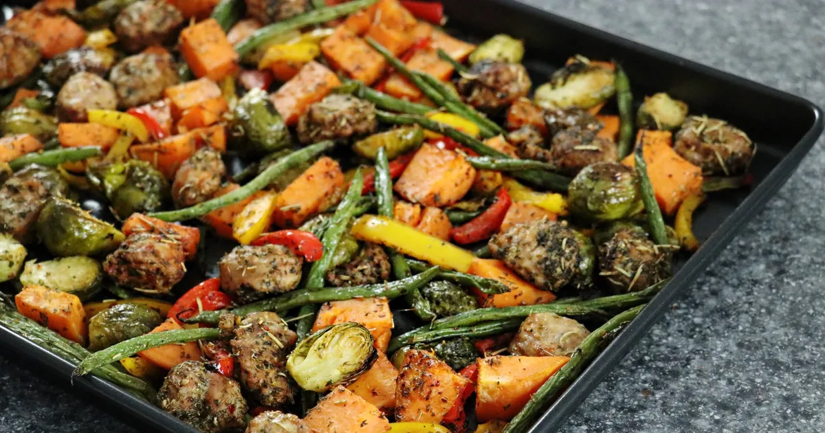 Healthy One-Pan Turkey Sausage & Veggie Bake - Forkly