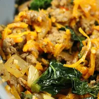 Spiralized Butternut Squash With Kale & Sausage