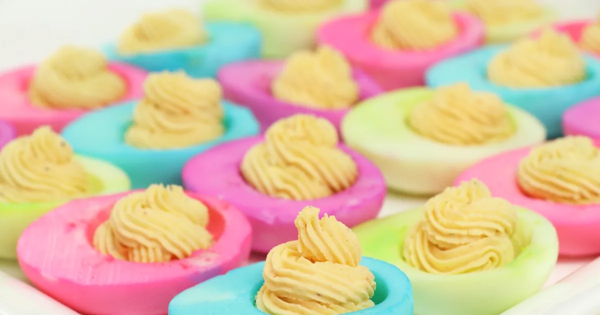 Easter Dyed Devilled Eggs - Forkly